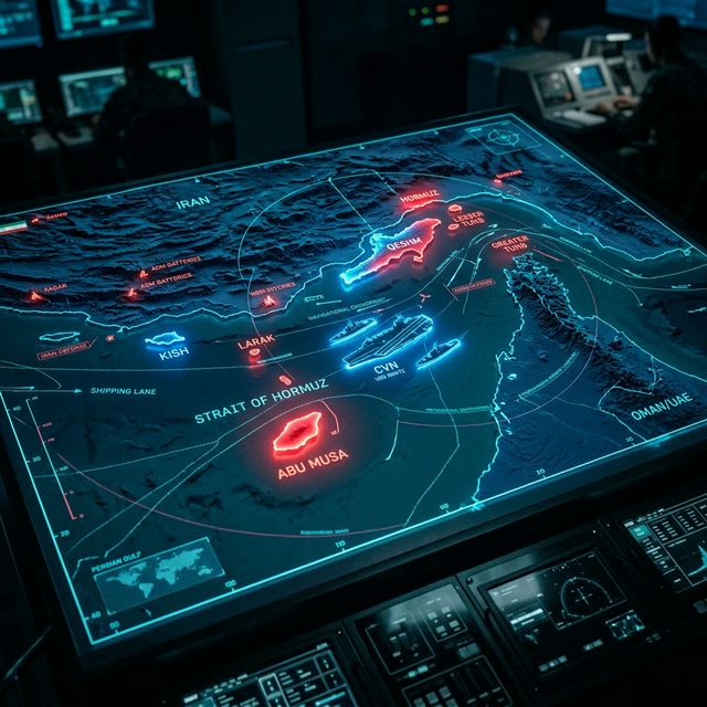 호르무즈 해협 7개 섬 전략 지도